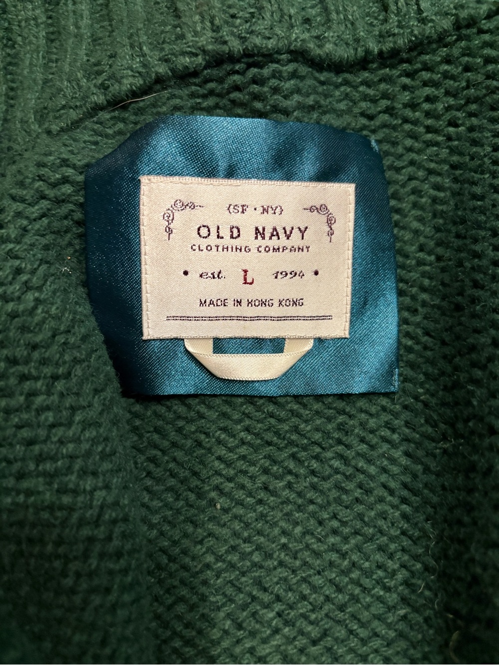 Vtg 90s Old Navy Fair Isle Full Zip Cardigan Sweater Bell Sleeves Green - Picture 5 of 5